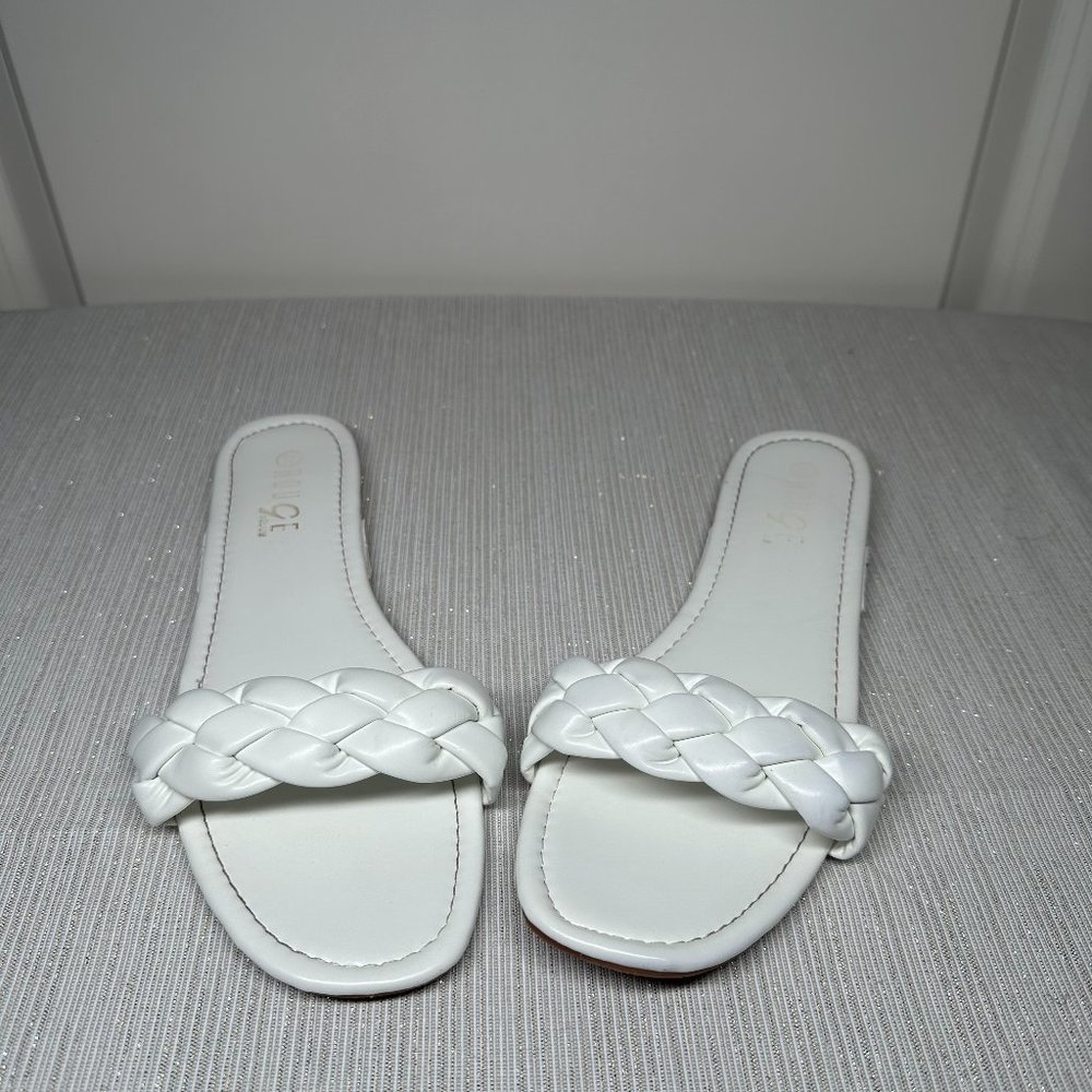 White Rogue  Flat Sandals with braided strap
